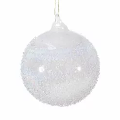 Winward Jim Marvin Ivory Beaded Art Glass Ornaments, Set Of 2