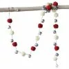 Creative Co-Op Jingle Bell Garland With Red And Cream Pom Poms