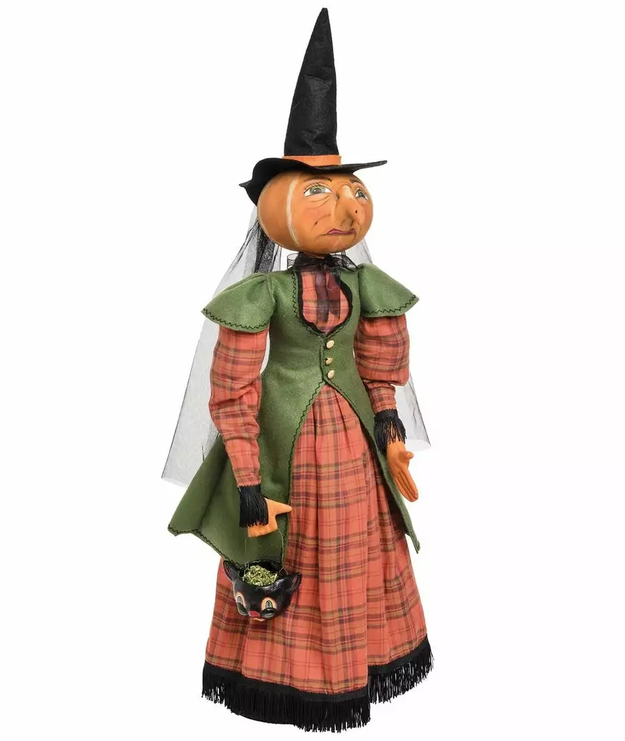 Joe Spencer Ophelia Pumpkin Witch On Stand New! 3 Joe Spencer Ophelia Pumpkin Witch On Stand New!