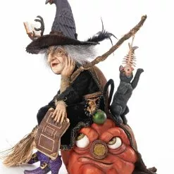 Katherine's Collection Winona Witch With Broom And Cat