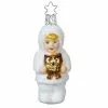 Inge Glass Christmas Snow Girl With Owl - Kinder Of Forest Ornament
