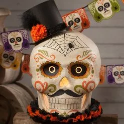 Bethany Lowe Large Day Of The Dead Skull, Paper Mache
