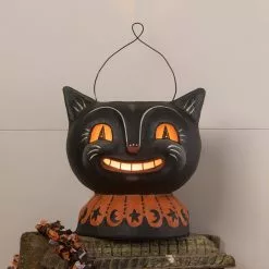 Bethany Lowe New! Magic Catty Jack Lantern, Paper Mache
