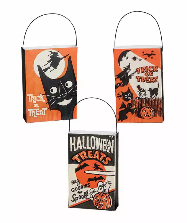 Bethany Lowe New! Mini Trick Or Treat Bag Ornaments 3 Bethany Lowe New! Mini Trick Or Treat Bag Ornaments