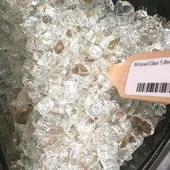 TheHolidayBarn.com Mirrored Ice Glass Chunks, Silver