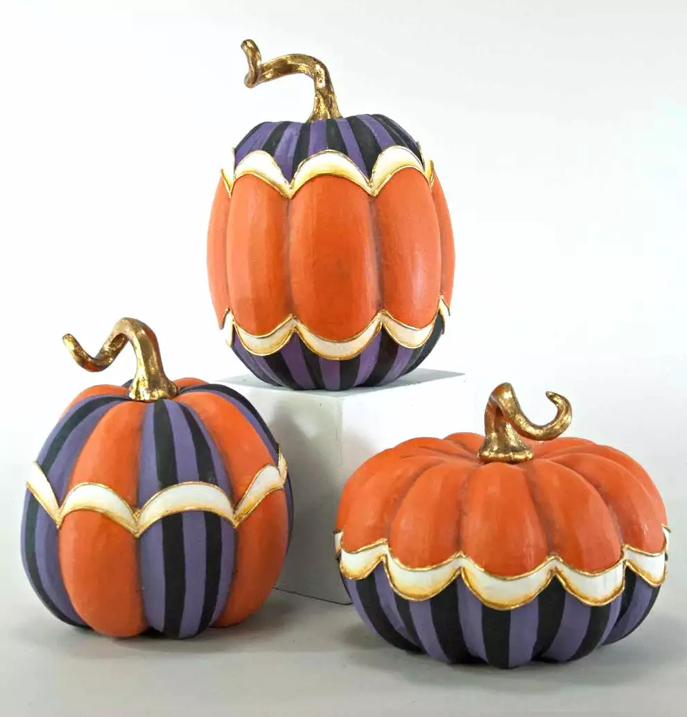 Katherine's Collection Orange & Purple Patterned Pumpkins 3 Katherine's Collection Orange & Purple Patterned Pumpkins