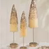 Bethany Lowe Peaceful Gold Glitter Bottle Brush Trees