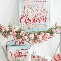 Raz New! Peppermint Candy Swirl Ball Garland