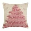 TheHolidayBarn.com Pink Christmas Tree Hooked Pillow New!