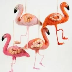 Cody Foster Pink Flamingo Felt Ornaments