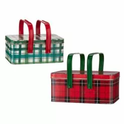 Raz Holiday Plaid Picnic Tins