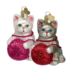 Old World Christmas Playful Kitten With Yarn Ball Ornaments