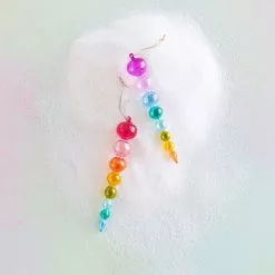 Glitterville New! Rainbow Glass Bubble Finial Ornaments