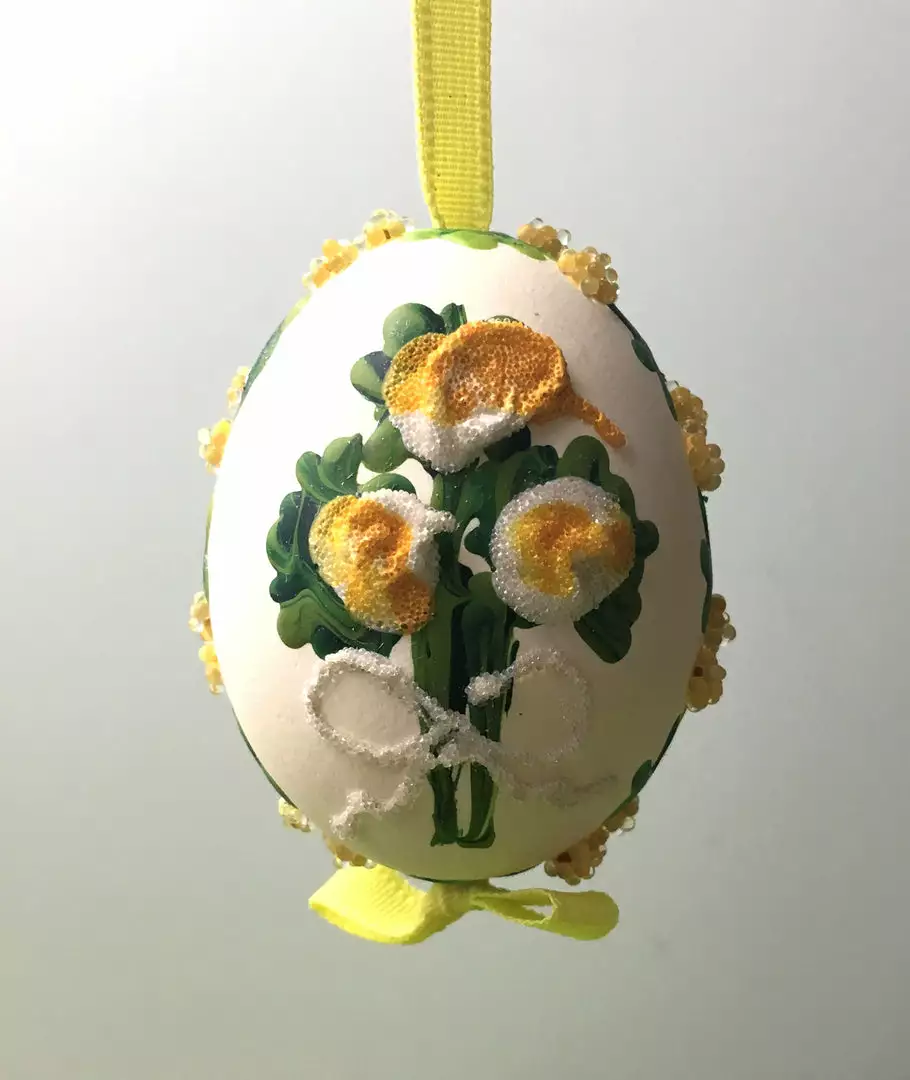 TheHolidayBarn.com Yellow Flower Bouquet Egg Ornament 3 TheHolidayBarn.com Yellow Flower Bouquet Egg Ornament