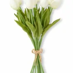 K&K Interiors New! Faux White Tulip Bunch