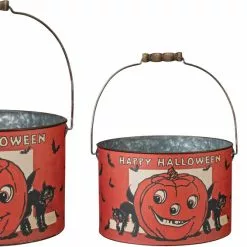 Primitives By Kathy Retro Happy Halloween Bucket Set New!