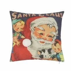 TheHolidayBarn.com Santa's Workshop Pillow New!