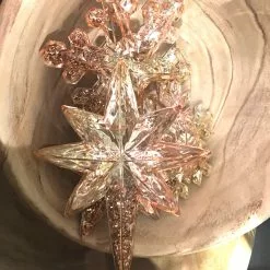 One Hundred 80 Degrees Christmas Glitter Filled Rose Gold Snowflake And Star Ornaments & Bowl Fillers