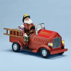 The Holiday Barn Santa's Fire Truck Music Box