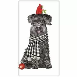 Mary Lake-Thompson Schnauzer With Cardinal Flour Sack Towel