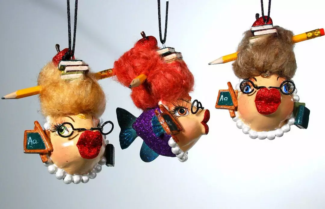 Katherine's Collection School Teacher Kissing Fish Ornaments 3 Katherine's Collection School Teacher Kissing Fish Ornaments