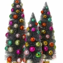Cody Foster New! Silver Bristle Trees With Multi-Color Ornaments