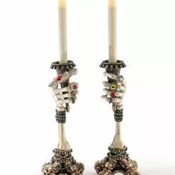 New! Katherine's Collection Skeleton Hand Candlestick Holders