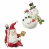 Raz New! Retro Snowman And Santa Ornaments