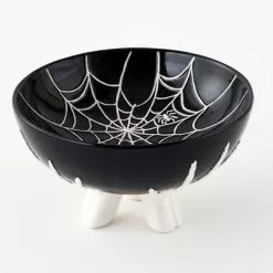 One Hundred 80 Degrees Spiderweb Treat Bowl With Skeleton Hands New!