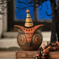 Bethany Lowe Spooky Owlfonzo Owl Container New!