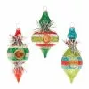 Raz New! Retro Tinsel Finial Stripe Ornaments