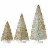 Raz Flocked Blue-Green Bottle Brush Trees Dusted With Gold Glitter