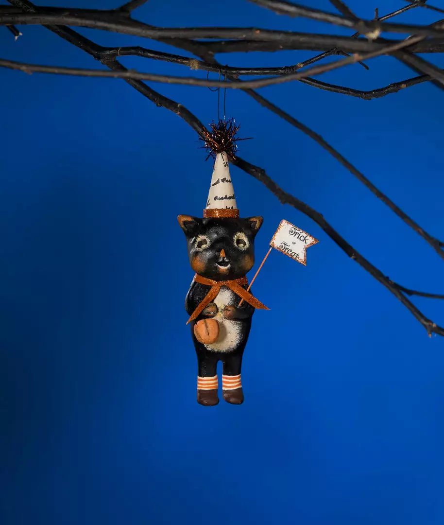 Bethany Lowe Trick Or Treat Kitty Cat Ornament New! 3 Bethany Lowe Trick Or Treat Kitty Cat Ornament New!
