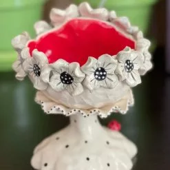 Teyros Lady Head Art Pottery Container, Daisy Ruff