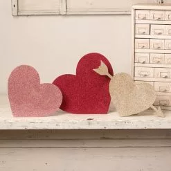 Beth Valentine Glittered Standing Hearts New!