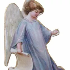 ShiShi Victorian Christmas Gabriel Angel Ornament, Decoupage On Metal