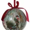 ShiShi Victorian Christmas Decoupage Ball Ornament, Gathering The Holly