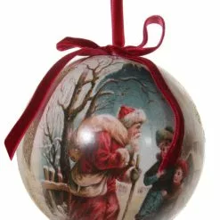 ShiShi Victorian Christmas Decoupage Ball Ornament, Bringing Gifts