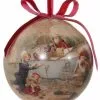ShiShi Victorian Christmas Decoupage Ball Ornament, Santa's Airplane Delivery