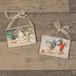 Ragon House Building A Snowman Postcard Ornaments