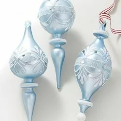 Raz Vintage Elegance Blue Finial Ornaments New!
