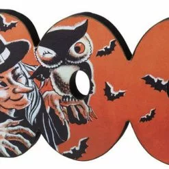 Primitives By Kathy Retro Halloween Boo Witch Table Sign New!