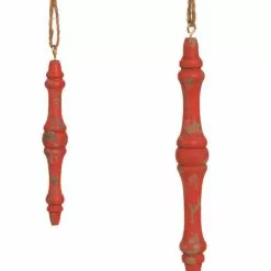 Sage & Co. Christmas Vintage Red Turned Wood Finial Ornaments