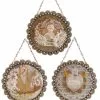 Demdaco Christmas Vintage Romance Glittered Dome Ornaments, Love, Cherish, Soar