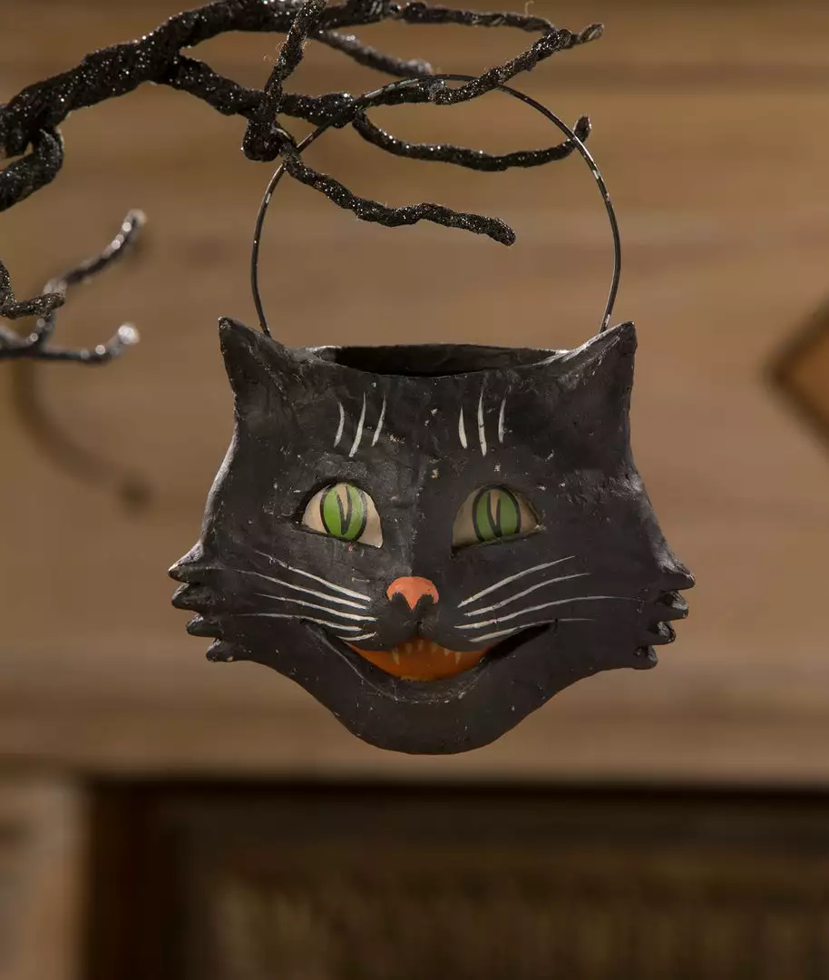 Bethany Lowe Vintage Sassy Cat Bucket, Small 4 Bethany Lowe Vintage Sassy Cat Bucket, Small