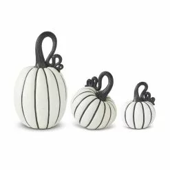 TheHolidayBarn.com Black & White Striped Pumpkins New!