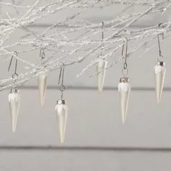 Bethany Lowe White Pearl Icicle Mini Ornaments New!