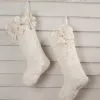 Bethany Lowe Winter White Poinsettia Fur Stockings, Set Of 2