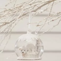 Bethany Lowe Winter White Polar Bear Globe Ornament New!