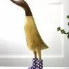 Dcuk New! Wooden Duck With Purple Welly Boots, Large